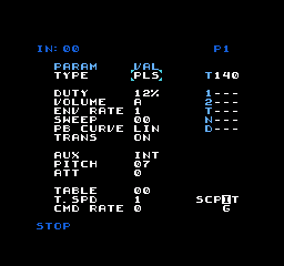Instrument editor screen
